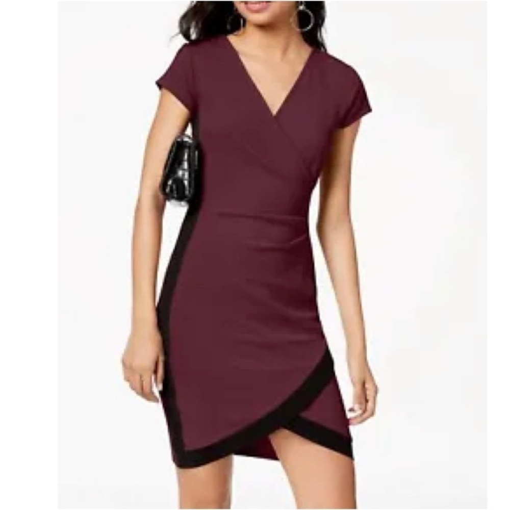 Almost Famous Women's Striped Ruched Cocktail Dress Purple Size X-Small NWT - Picture 3 of 6
